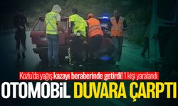 Kozlu’da yağış kazayı beraberinde getirdi: Otomobil duvara çarptı