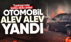 Topbaşı'nda korku dolu anlar: Otomobil alev alev yandı