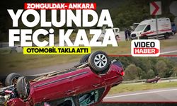 Zonguldak-Ankara yolunda trafik kazası: Otomobil takla attı