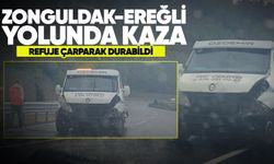 Zonguldak-Ereğli yolunda korkutan kaza: Araç refüje çarptı