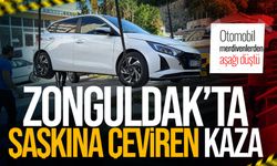 Zonguldak’ta şaşkına çeviren kaza: Otomobil merdivenlerden aşağı düştü
