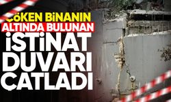 Çöken binanın altında bulunan istinat duvarı çatladı