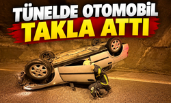 Değirmenağzı tünellerinde otomobil takla attı