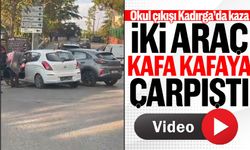Kadırga'da okul çıkışı kaza: İki araç kafa kafaya çarpıştı