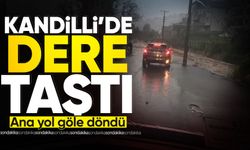 Kandilli’de dere taştı! Ana yol göle döndü