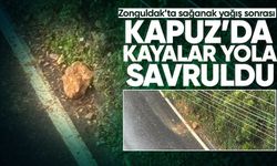 Kapuz'da korkutan heyelan: Kayalar yola uçtu