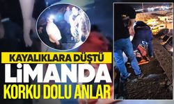 Limanda korku dolu anlar! Kayalıklara düştü
