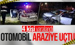 Otomobil araziye uçtu: 4 kişi yaralandı