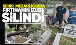 Şehir mezarlığında fırtınanın izleri silindi