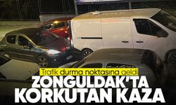 Zonguldak’ta seyir halindeki araç ticariye arkadan çarptı