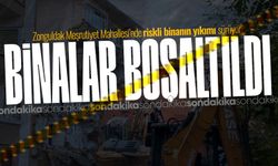 Zonguldak’ta riskli binanın yıkımı sürüyor: Çevredeki binalar boşaltıldı