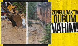 Zonguldak'ta sağanak yağış heyelanlara neden oldu, iş yerini su bastı