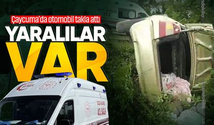 Çaycuma'da otomobil takla attı: 4 kişi yaralandı!