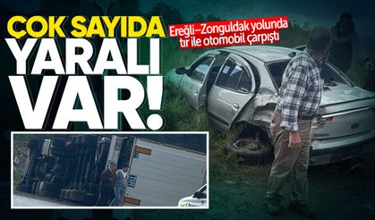 Ereğli–Zonguldak yolunda tır ile otomobil çarpıştı: Çok sayıda yaralı var!