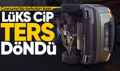 Çaycuma'da korkutan kaza: Lüks cip ters döndü!