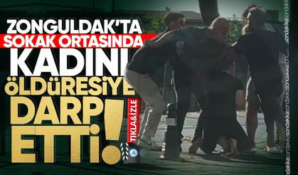 Zonguldak’ta dehş*t anları: Kadını sokak ortasında darp etti!