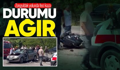 Zonguldak yolunda feci kaza: Motosiklet sürücüsü ağır yaralandı!
