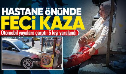 El freni çekilmeyen otomobil yayalara çarptı: 5 kişi yaralandı