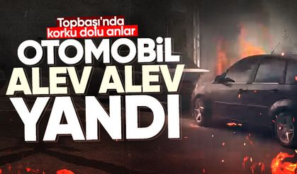 Topbaşı'nda korku dolu anlar: Otomobil alev alev yandı