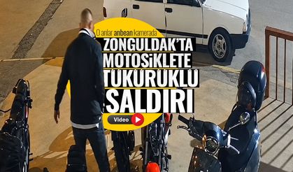 Zonguldak'ta motosiklete 'tükürüklü' saldırı! O anlar anbean kamerada...