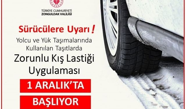 Zonguldak'ta 1 Aralık'ta kış lastiği uygulaması başlıyor