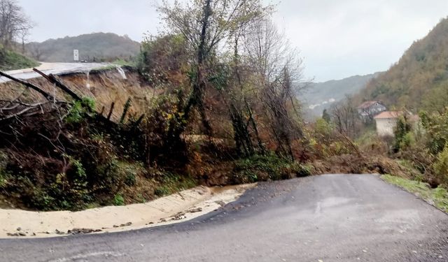 Heyelan yolu ulaşıma kapattı