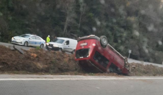 Feci kaza: takla atarak durabildi 1 yaralı!