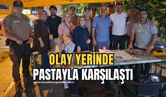 Olay ihbarına gitti, doğum günü sürprizi ile karşılaştı