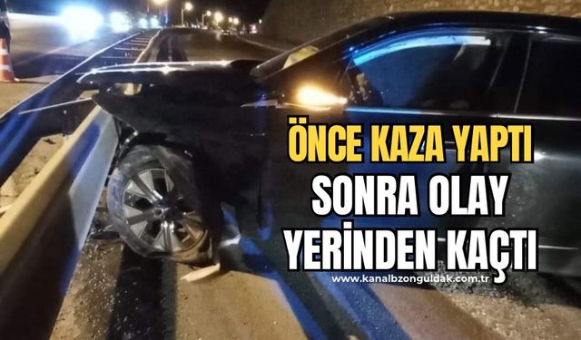 Kontrolünü kaybetti orta refüje çarptı