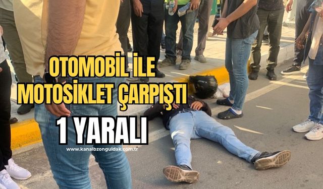 Otomobil  ile motosiklet   çarpıştı!  1 yaralı