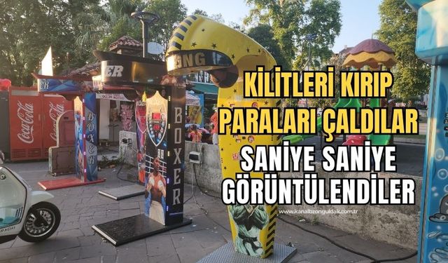 Oyun makinelerinin kilitlerini kırıp paraları çaldılar