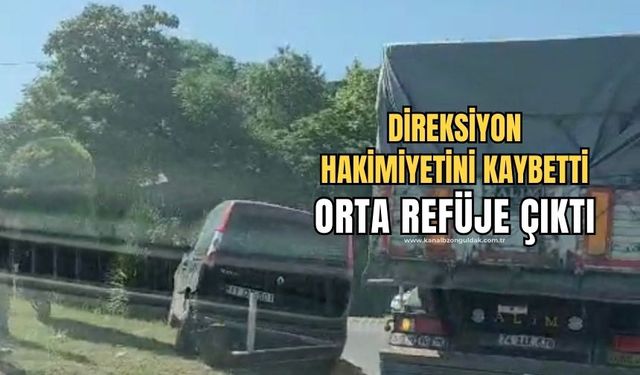 Kavşakta kaza! Orta refüje çıktı