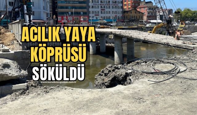 Dere islahı çalışmaları sürüyor: Acılık yaya köprüsü söküldü!