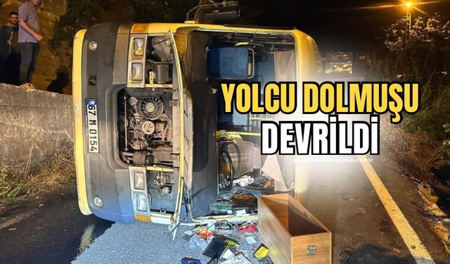 Kozlu’da feci kaza: Yolcu dolmuşu devrildi!