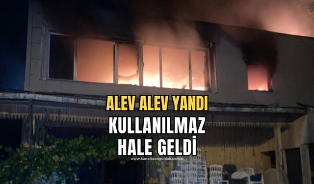 Kozlu'da bir bina alevlere teslim oldu