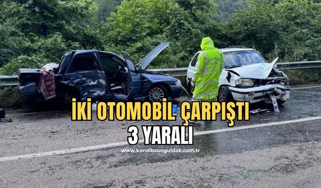 İki otomobilin çarpıştığı kazada 3 kişi yaralandı