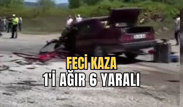 Minibüs ile otomobil çarpıştı: 6 yaralı