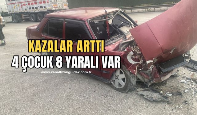 Trafik kazalarında 4'ü çocuk 8 kişi yaralandı