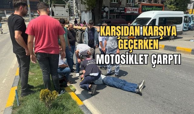 Motosikletin  çarptığı yaya   yaralandı