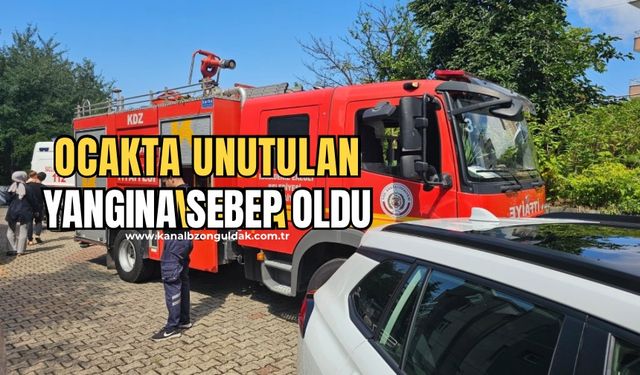 Ocakta unutulan yumurta yangına sebep oldu