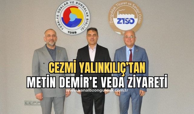 Kıdemli Albay Cezmi Yalınkılıç'tan ZTSO Başkanı Metin Demir'e veda ziyareti