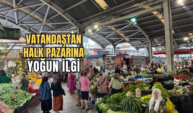 Zonguldak'ta halk pazarına yoğun ilgi