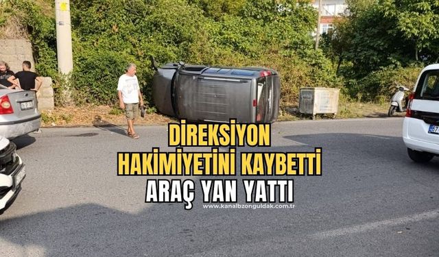 Tersane mevkiinde kaza! Araç yan yattı