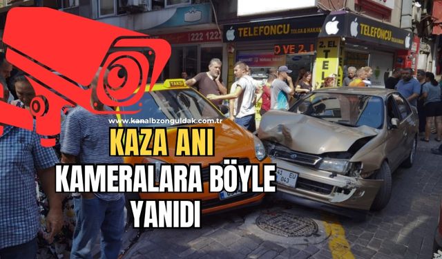 Önce yayaya sonra taksiye çarpmıştı! İşte o görüntü