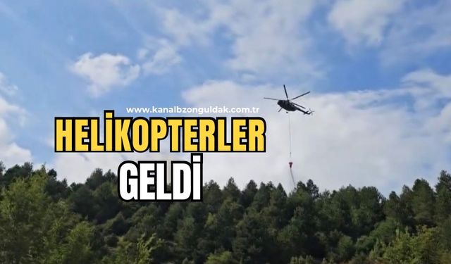 Orman yangını için helikopterler geldi