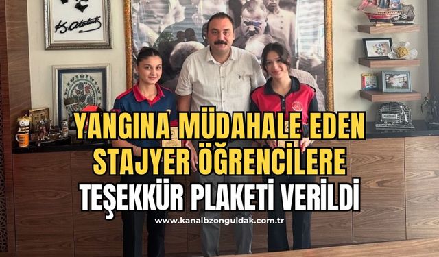 Kozlu’da alev alan araca müdahale etmişlerdi! Plaket verildi