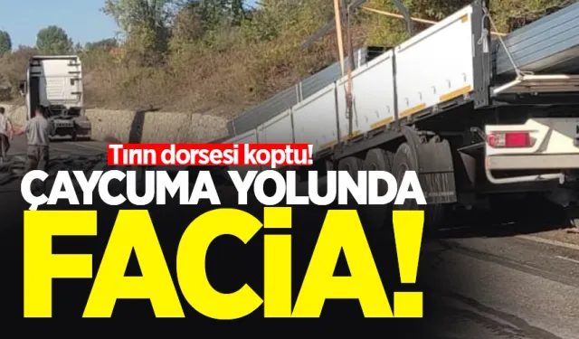 Çaycuma yolunda facia: Tırın dorsesi koptu!