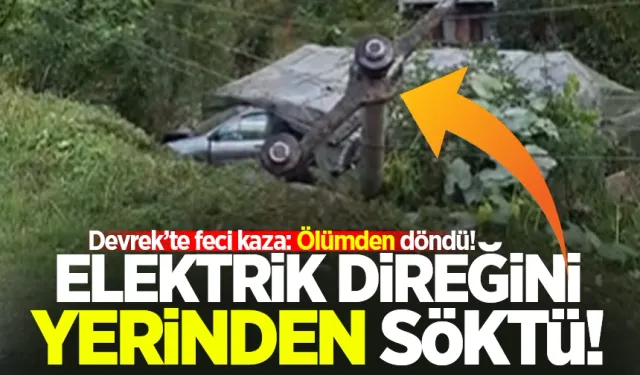 Devrek’te feci kaza: Elektrik direğini yerinden söktü!