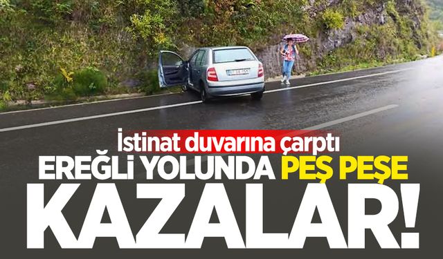 Ereğli yolunda bir kaza daha: İstinat duvarına çarptı!