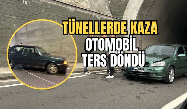 Tünelde kaza: Kaldırıma çarparak durabildi